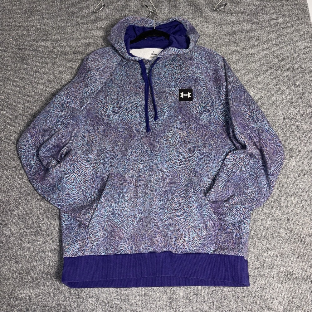 Under Armour Hoodie Men's Large Purple‎ Multicolor Rival Fleece Athletleisure